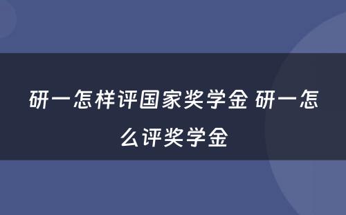 研一怎样评国家奖学金 研一怎么评奖学金