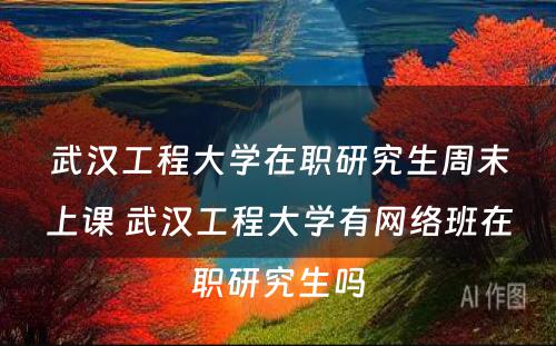 武汉工程大学在职研究生周末上课 武汉工程大学有网络班在职研究生吗