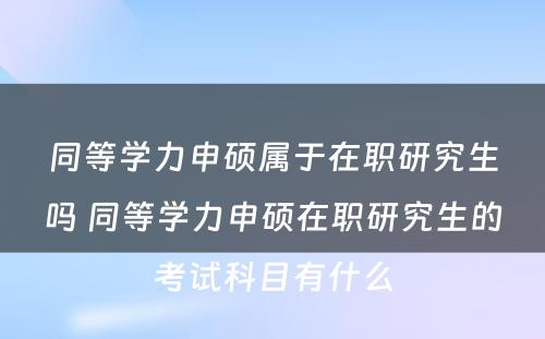 同等学力申硕属于在职研究生吗 同等学力申硕在职研究生的考试科目有什么