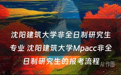 沈阳建筑大学非全日制研究生专业 沈阳建筑大学Mpacc非全日制研究生的报考流程