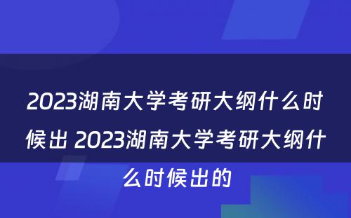 2023湖南大学考研大纲什么时候出 2023湖南大学考研大纲什么时候出的
