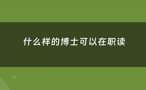  什么样的博士可以在职读