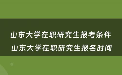 山东大学在职研究生报考条件 山东大学在职研究生报名时间