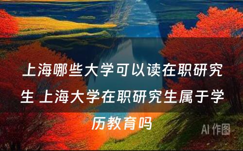 上海哪些大学可以读在职研究生 上海大学在职研究生属于学历教育吗