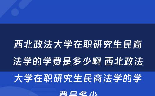 西北政法大学在职研究生民商法学的学费是多少啊 西北政法大学在职研究生民商法学的学费是多少