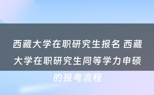 西藏大学在职研究生报名 西藏大学在职研究生同等学力申硕的报考流程