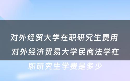 对外经贸大学在职研究生费用 对外经济贸易大学民商法学在职研究生学费是多少