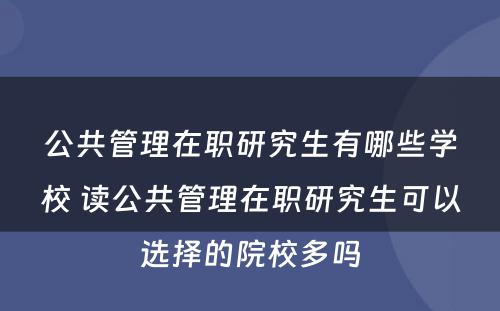 公共管理在职研究生有哪些学校 读公共管理在职研究生可以选择的院校多吗