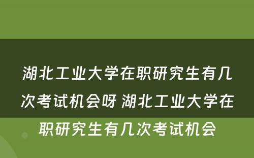 湖北工业大学在职研究生有几次考试机会呀 湖北工业大学在职研究生有几次考试机会