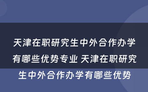 天津在职研究生中外合作办学有哪些优势专业 天津在职研究生中外合作办学有哪些优势