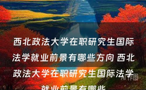 西北政法大学在职研究生国际法学就业前景有哪些方向 西北政法大学在职研究生国际法学就业前景有哪些