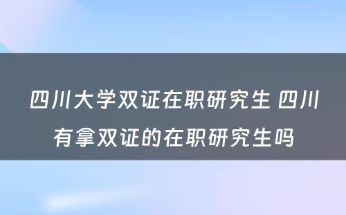 四川大学双证在职研究生 四川有拿双证的在职研究生吗