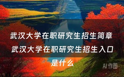 武汉大学在职研究生招生简章 武汉大学在职研究生招生入口是什么