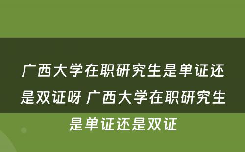 广西大学在职研究生是单证还是双证呀 广西大学在职研究生是单证还是双证