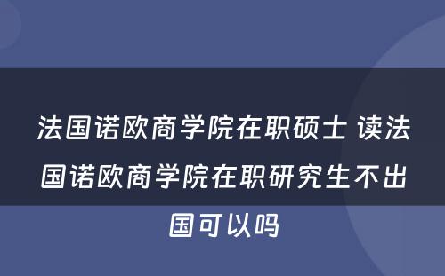 法国诺欧商学院在职硕士 读法国诺欧商学院在职研究生不出国可以吗