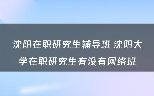 沈阳在职研究生辅导班 沈阳大学在职研究生有没有网络班