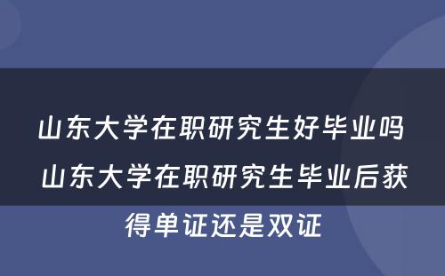 山东大学在职研究生好毕业吗 山东大学在职研究生毕业后获得单证还是双证