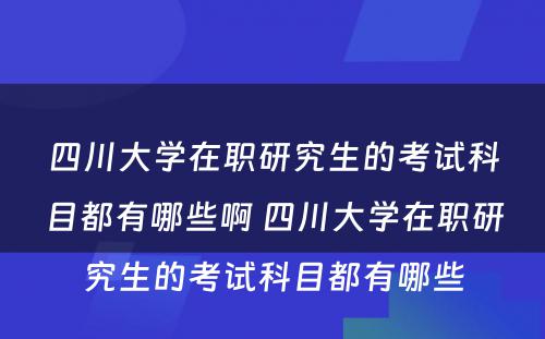 四川大学在职研究生的考试科目都有哪些啊 四川大学在职研究生的考试科目都有哪些