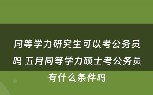 同等学力研究生可以考公务员吗 五月同等学力硕士考公务员有什么条件吗