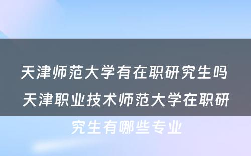 天津师范大学有在职研究生吗 天津职业技术师范大学在职研究生有哪些专业