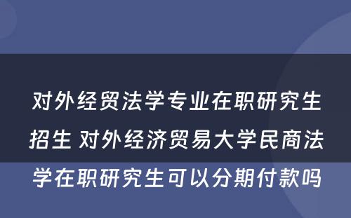 对外经贸法学专业在职研究生招生 对外经济贸易大学民商法学在职研究生可以分期付款吗