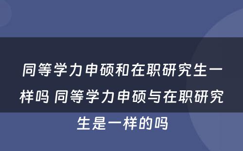 同等学力申硕和在职研究生一样吗 同等学力申硕与在职研究生是一样的吗