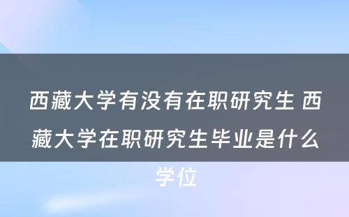 西藏大学有没有在职研究生 西藏大学在职研究生毕业是什么学位