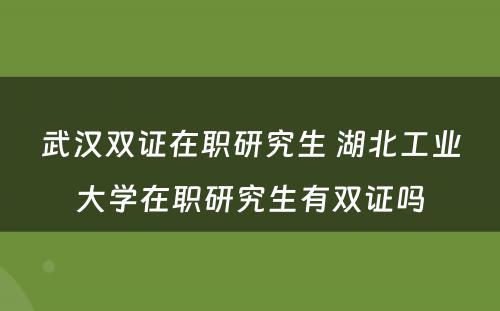 武汉双证在职研究生 湖北工业大学在职研究生有双证吗