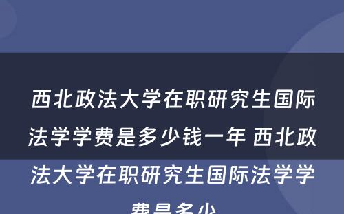 西北政法大学在职研究生国际法学学费是多少钱一年 西北政法大学在职研究生国际法学学费是多少