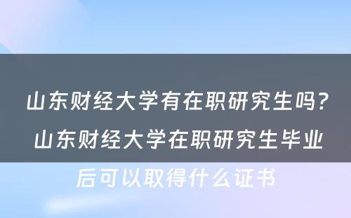 山东财经大学有在职研究生吗? 山东财经大学在职研究生毕业后可以取得什么证书