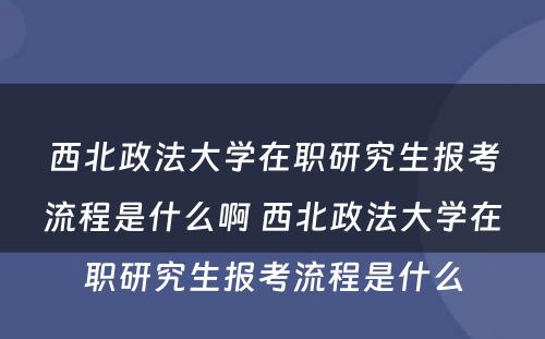 西北政法大学在职研究生报考流程是什么啊 西北政法大学在职研究生报考流程是什么