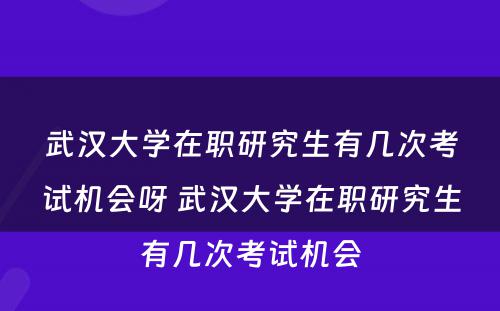 武汉大学在职研究生有几次考试机会呀 武汉大学在职研究生有几次考试机会