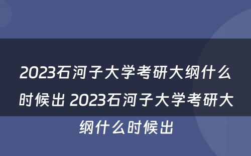 2023石河子大学考研大纲什么时候出 2023石河子大学考研大纲什么时候出