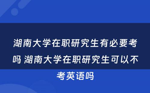 湖南大学在职研究生有必要考吗 湖南大学在职研究生可以不考英语吗