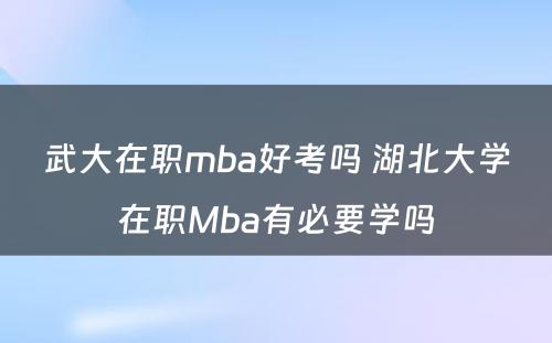 武大在职mba好考吗 湖北大学在职Mba有必要学吗