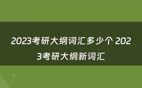 2023考研大纲词汇多少个 2023考研大纲新词汇