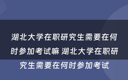 湖北大学在职研究生需要在何时参加考试嘛 湖北大学在职研究生需要在何时参加考试