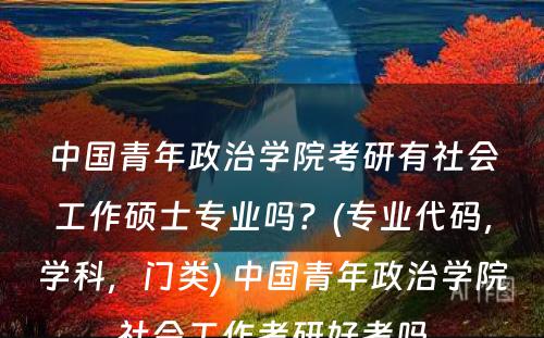 中国青年政治学院考研有社会工作硕士专业吗？(专业代码，学科，门类) 中国青年政治学院社会工作考研好考吗