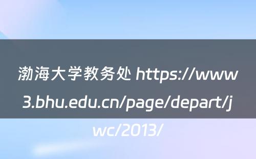 渤海大学教务处 https://www3.bhu.edu.cn/page/depart/jwc/2013/