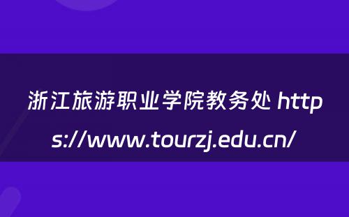 浙江旅游职业学院教务处 https://www.tourzj.edu.cn/