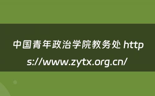 中国青年政治学院教务处 https://www.zytx.org.cn/