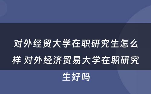 对外经贸大学在职研究生怎么样 对外经济贸易大学在职研究生好吗