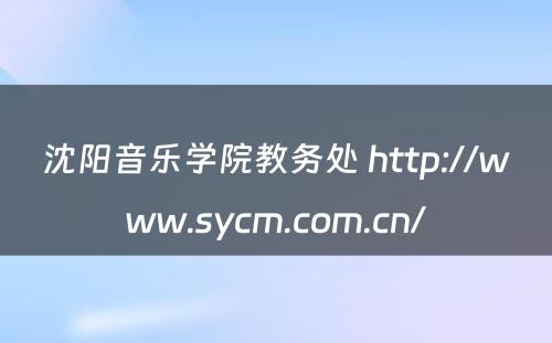 沈阳音乐学院教务处 http://www.sycm.com.cn/