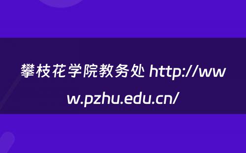 攀枝花学院教务处 http://www.pzhu.edu.cn/