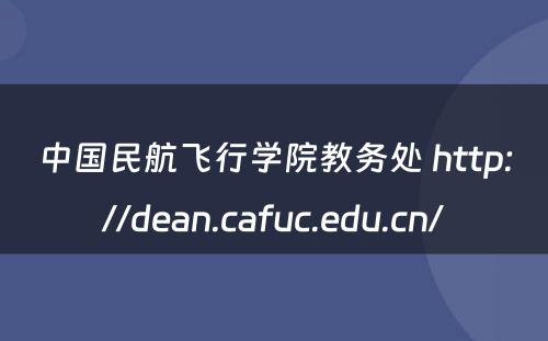 中国民航飞行学院教务处 http://dean.cafuc.edu.cn/