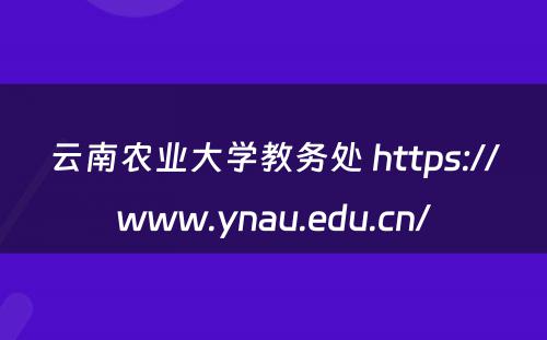 云南农业大学教务处 https://www.ynau.edu.cn/