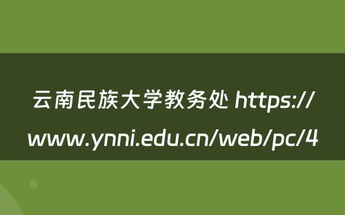 云南民族大学教务处 https://www.ynni.edu.cn/web/pc/4