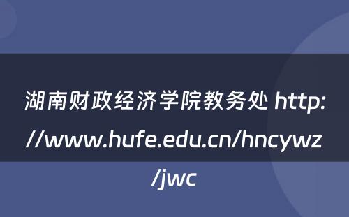 湖南财政经济学院教务处 http://www.hufe.edu.cn/hncywz/jwc