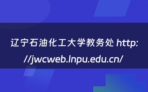 辽宁石油化工大学教务处 http://jwcweb.lnpu.edu.cn/