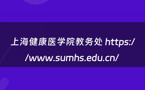 上海健康医学院教务处 https://www.sumhs.edu.cn/